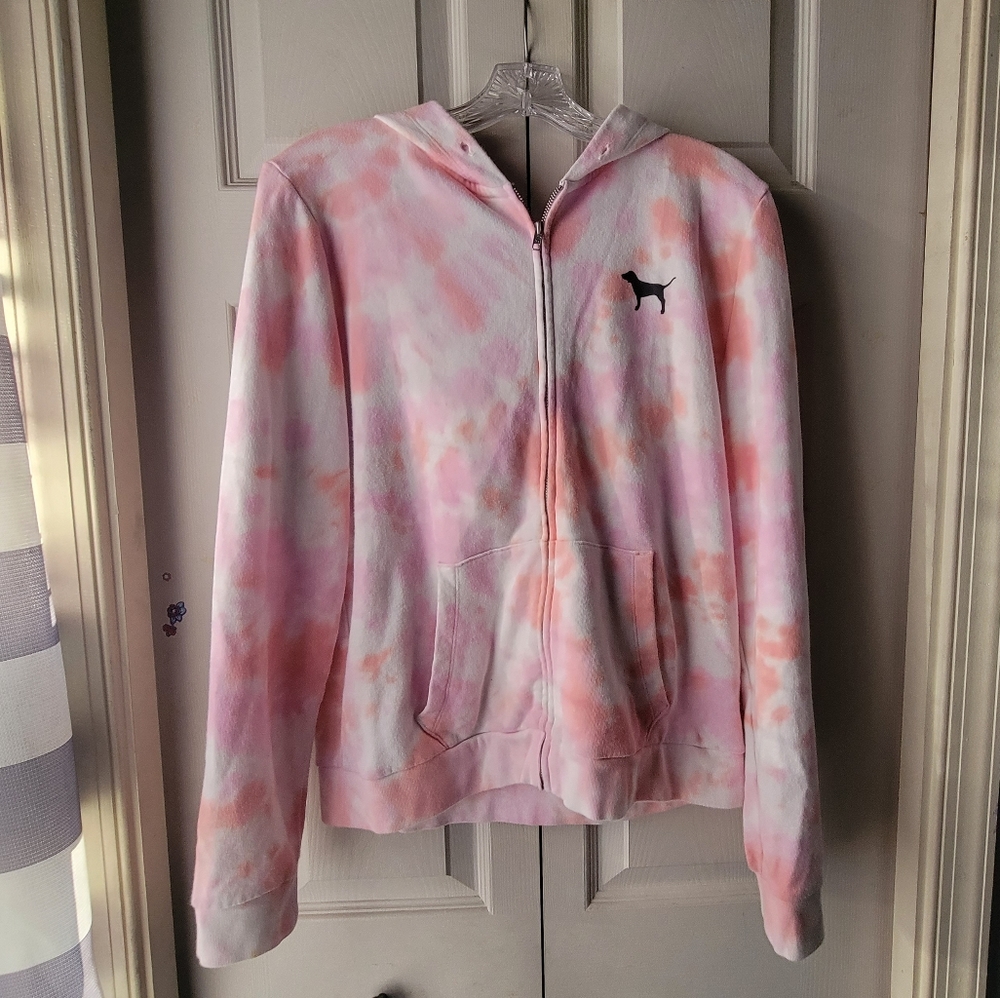 VS PINK Zip Up Tie Dye Hoodie